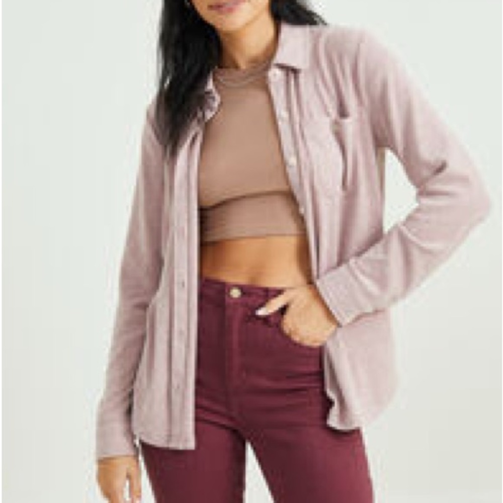 NWT Altar’d State Skylar Mauve Dusty Pink Collared Button Down Shacket Top